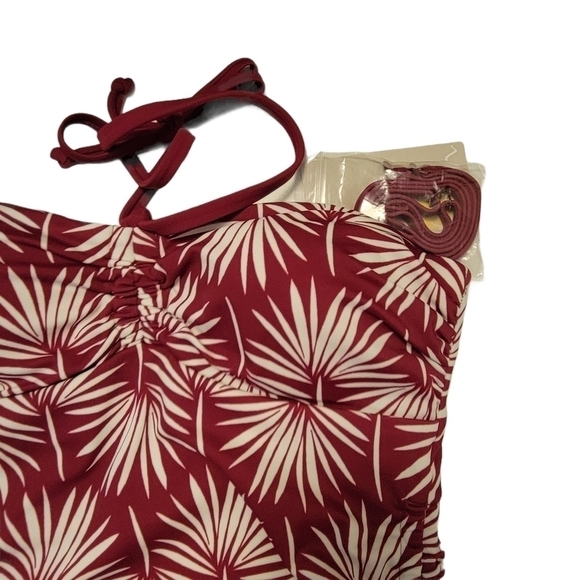 Boden Red Sardinia Palm Leaf Tankini Top NWT - Picture 3 of 9